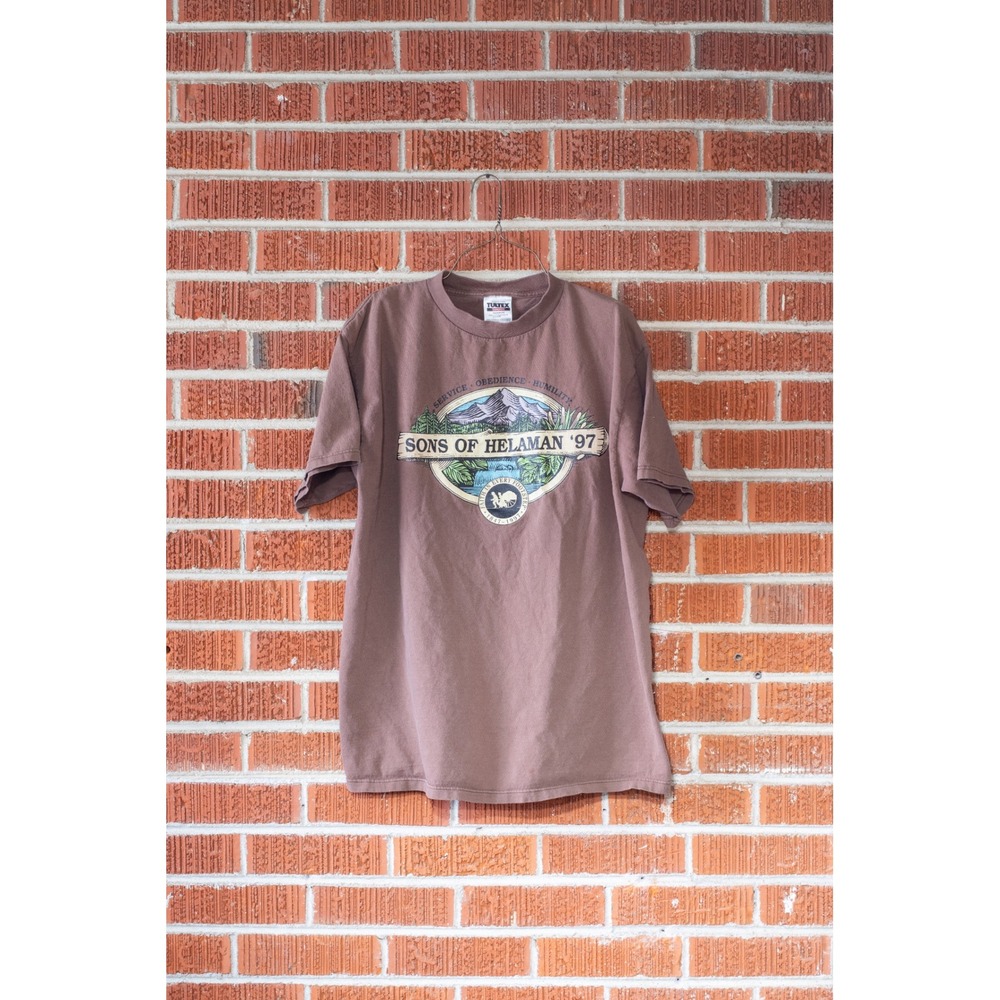 Vintage 90s Sons of Helaman 1997 T Shirt Mens XL Brown Tultex Single Stitch LDS